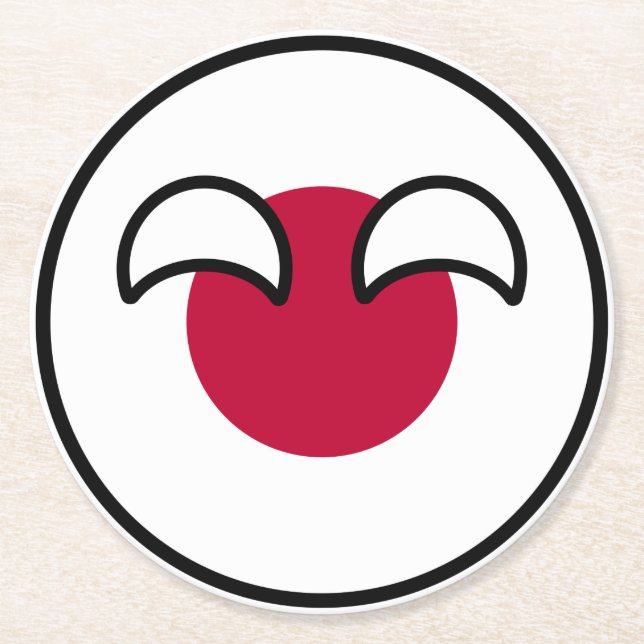 Porta-copo De Papel Redondo Bandeira de Countryball no Japão (Frente)
