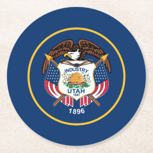 Porta-copo De Papel Redondo Bandeira do Estado de Utah