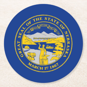 Porta-copo De Papel Redondo Bandeira do Estado do Nebraska