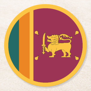 Porta-copo De Papel Redondo Bandeira do Sri Lanka