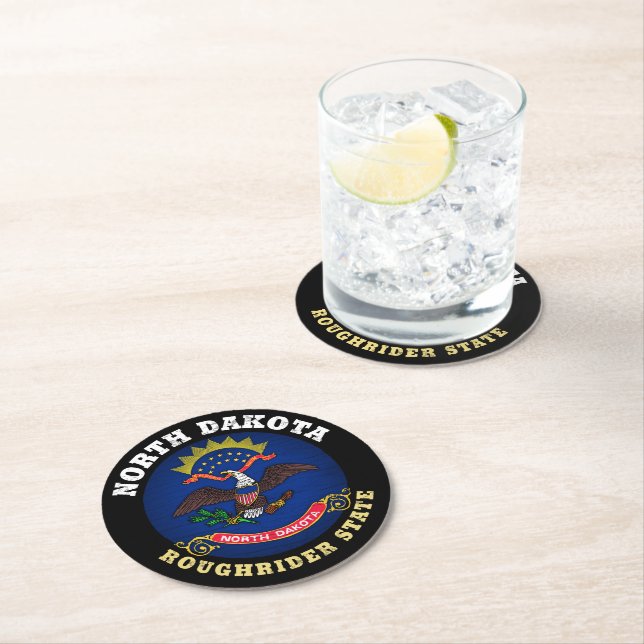 PORTA-COPO DE PAPEL REDONDO BANDEIRA ESTADUAL DE DAKOTA ROUGHRIDER (Insitu)