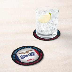 PORTA-COPO DE PAPEL REDONDO BANDEIRA ESTATAL DE IOWA HAWKEYE