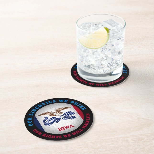 PORTA-COPO DE PAPEL REDONDO BANDEIRA ESTATAL DE IOWA HAWKEYE (Insitu)