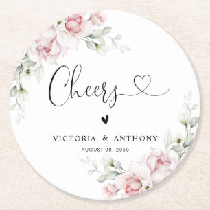 Porta-copo De Papel Redondo Bandeja Redonda de Boas-Vindas de Casamento Floral