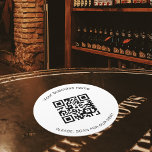 Porta-copo De Papel Redondo Bar branco preto menu do restaurante qr código<br><div class="desc">Um fundo branco clássico,  na moda. Personalize e adicione seu nome comercial,  seu próprio código qr e um texto. Texto preto.</div>