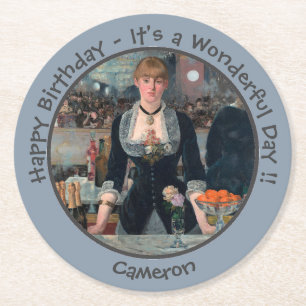 Porta-copo De Papel Redondo Bar de Manet na Coleção do Partido Folies-Bergère