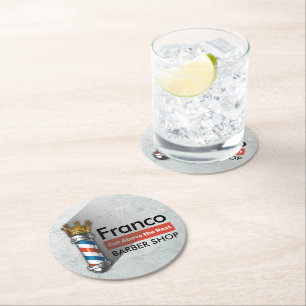 Porta-copo De Papel Redondo Barber Hair Compra Rei Coroa Barbeiro Par Salão