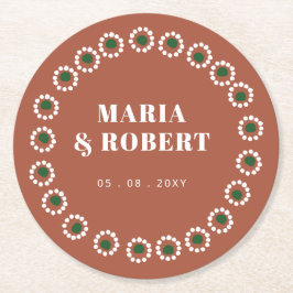 Porta-copo De Papel Redondo Barro Boêmio Mexicano