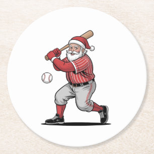 Porta-copo De Papel Redondo Baseball de Natal Jogando Papai Noel Esporte