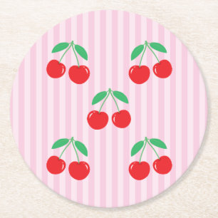 Porta-copo De Papel Redondo Bases Redondas de Cereja Cherry Paper