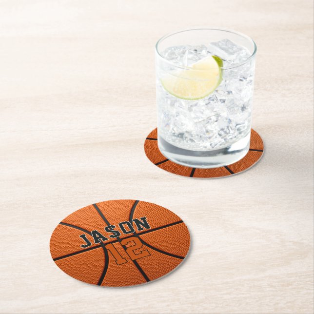 Porta-copo De Papel Redondo Basquete Personalizado com Nome e Idade (Insitu)