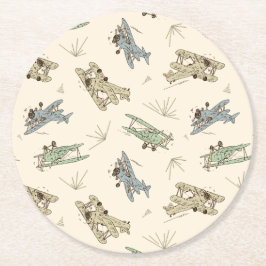 Porta-copo De Papel Redondo Baviões de Arte Arrasteira Deco - padrão verde azu