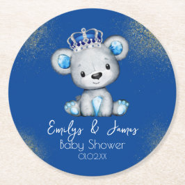 Porta-copo De Papel Redondo Bear Chá de fraldas Prince Sparkly Blue Boys
