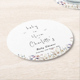 Porta-copo De Papel Redondo Bebê Em Chá de fraldas De Flor Selvagem De Sangue