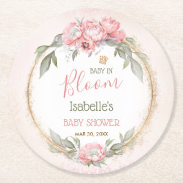 Porta-copo De Papel Redondo Bebê No Bloom Girl Floral Elegante Chá de fraldas 