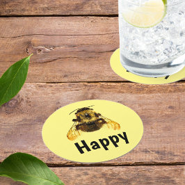 Porta-copo De Papel Redondo Bee Happy BumbleBee Fotografia