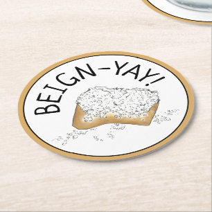 Porta-copo De Papel Redondo Beign-Yay! Nova Orleans NOLA Beignet Paery Foodie