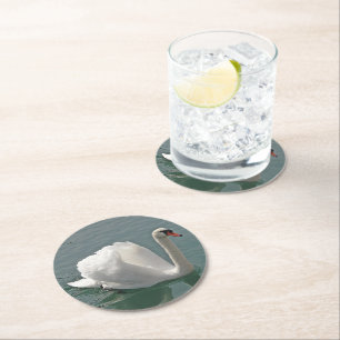 Porta-copo De Papel Redondo Belo cisne branco