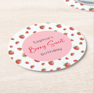 Porta-copo De Papel Redondo Berry Sweet Strawberry Birthday