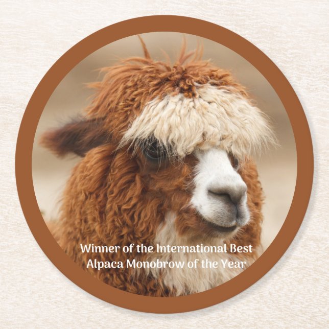 Porta-copo De Papel Redondo Best Alpaca Monobrow (Frente)