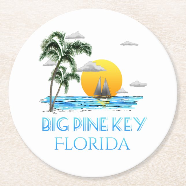 Porta-copo De Papel Redondo Big Pine Key Florida Keys (Frente)