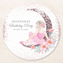 Porta-copo De Papel Redondo Birthday Ballerina Glitter Personalizado