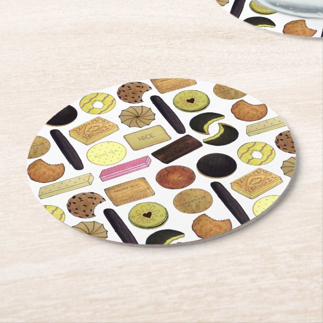 Porta-copo De Papel Redondo Biscoitos britânicos Pão-de-Atalho Rich Tea Digest (Angulado)