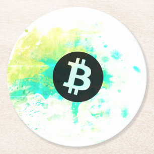 Porta-copo De Papel Redondo Bitcoin Aquarela (Estilo 7 - Pilha de Sats)