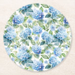 Porta-copo De Papel Redondo Blue Hydrangea<br><div class="desc">Watercolor Blue Hydrangea Paper Coaster.</div>