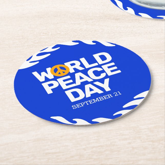 Porta-copo De Papel Redondo Blue Orange World Peace Day Sign (Angulado)
