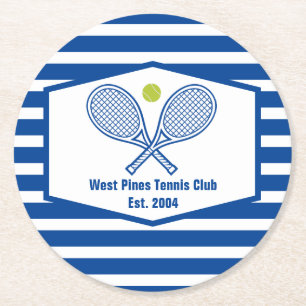 Porta-copo De Papel Redondo Blue Striped do Clube de País Tênis Personalizado