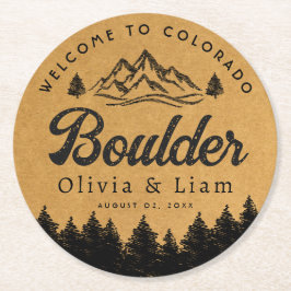 Porta-copo De Papel Redondo Boder Colorado Wedding Minimalista Welcome