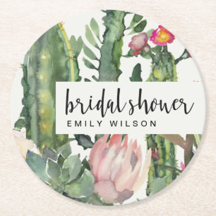 PORTA-COPO DE PAPEL REDONDO BOHO PINK FLORAL DESERVAR CACTI FAUNA CHÁ DE PANEL