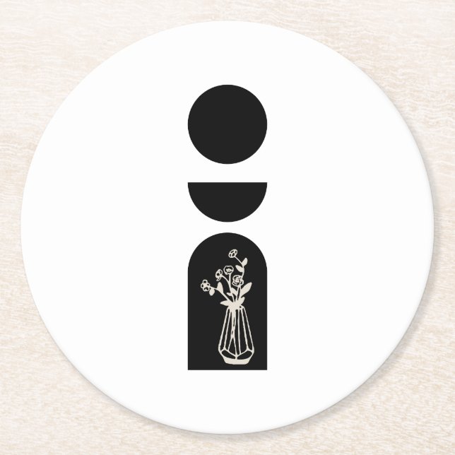 Porta-copo De Papel Redondo Boho Sun Moon Flower Pot boho bohemian (Frente)