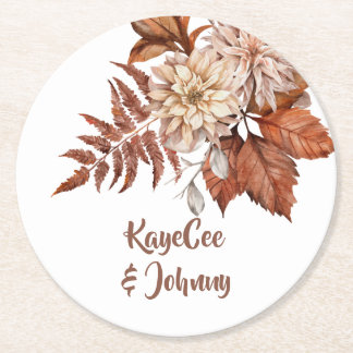 Porta-copo De Papel Redondo Boho Vintage Autumn Terracotta Casamento Floral