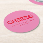 Porta-copo De Papel Redondo Bois Groovy Pink Red Typografia Nomes Casamento<br><div class="desc">Personalizado Cheers Groovy Red e Pink Typografia Nomes de Papel de Casamento</div>