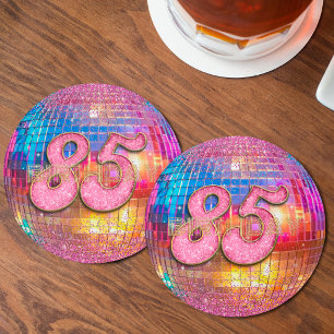 Porta-copo De Papel Redondo Bola de Dança Disco Brilho Rosa Dourado Aniversári