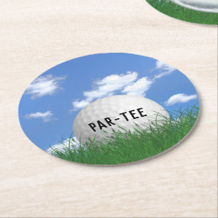 Porta-copo De Papel Redondo Bola de Golfe na Grama