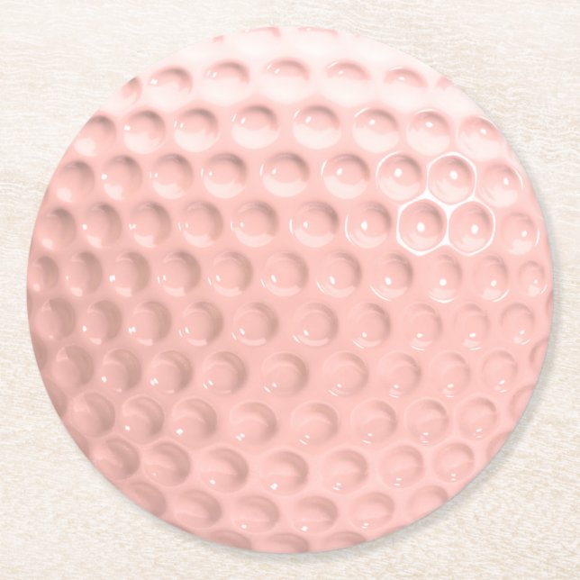 Porta-copo De Papel Redondo Bola de Golfe Rosa Esporte (Frente)