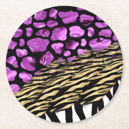 Porta-copo De Papel Redondo Bold Glam Animal Print