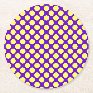 Porta-copo De Papel Redondo Bolinhas amarelas com stouro roxo