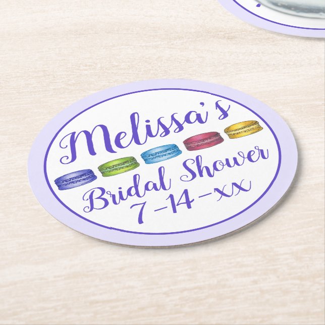 Porta-copo De Papel Redondo Bolo Macaron Francês Pastel Festa de Noivado (Angulado)