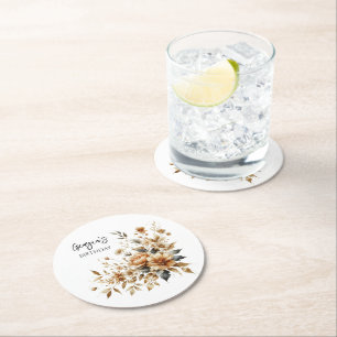 Porta-copo De Papel Redondo Bolsa mensageifesta de aniversario elegante Floral