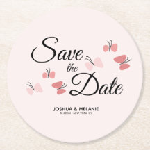 Borboletas Românticas Rosa Save the Dates