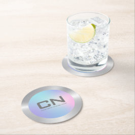 Porta-copo De Papel Redondo Borda prateada rosa e azul