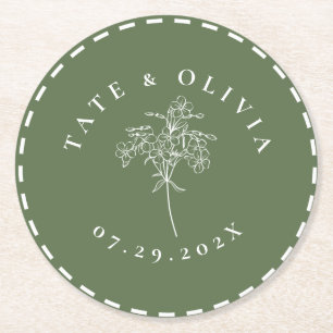 Porta-copo De Papel Redondo Botânica de Borda Mínima Moderna