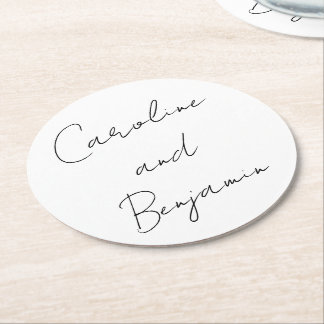 Porta-copo De Papel Redondo Branca de Boho Branca de Casamento com Escrita Man