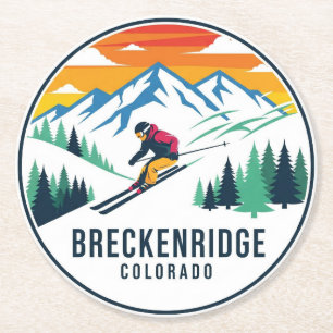 Porta-copo De Papel Redondo Breckenridge Colorado Skiing Skier Viagem