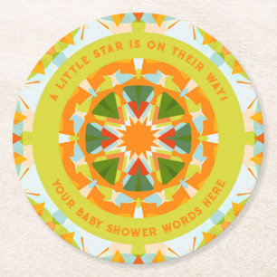 Porta-copo De Papel Redondo Brilhante Laranja Verde Divertido Estrela Chuvinha