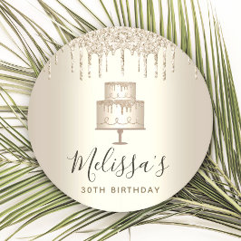 Porta-copo De Papel Redondo Brilho de bolo dourado escorre elegante festa glâm